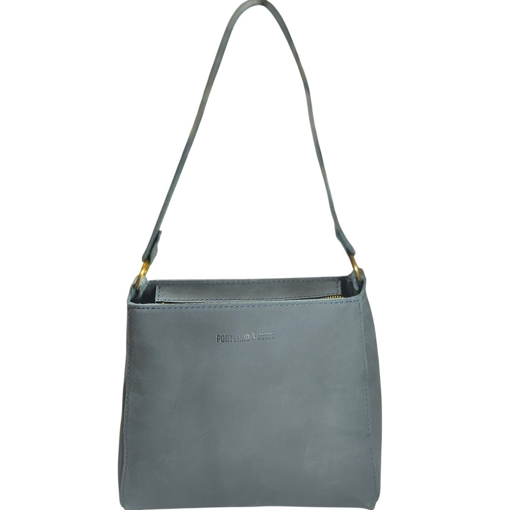 Portland Leather Goods Triangle Bag Storm Leather Zip Top Shoulder Purse NWT